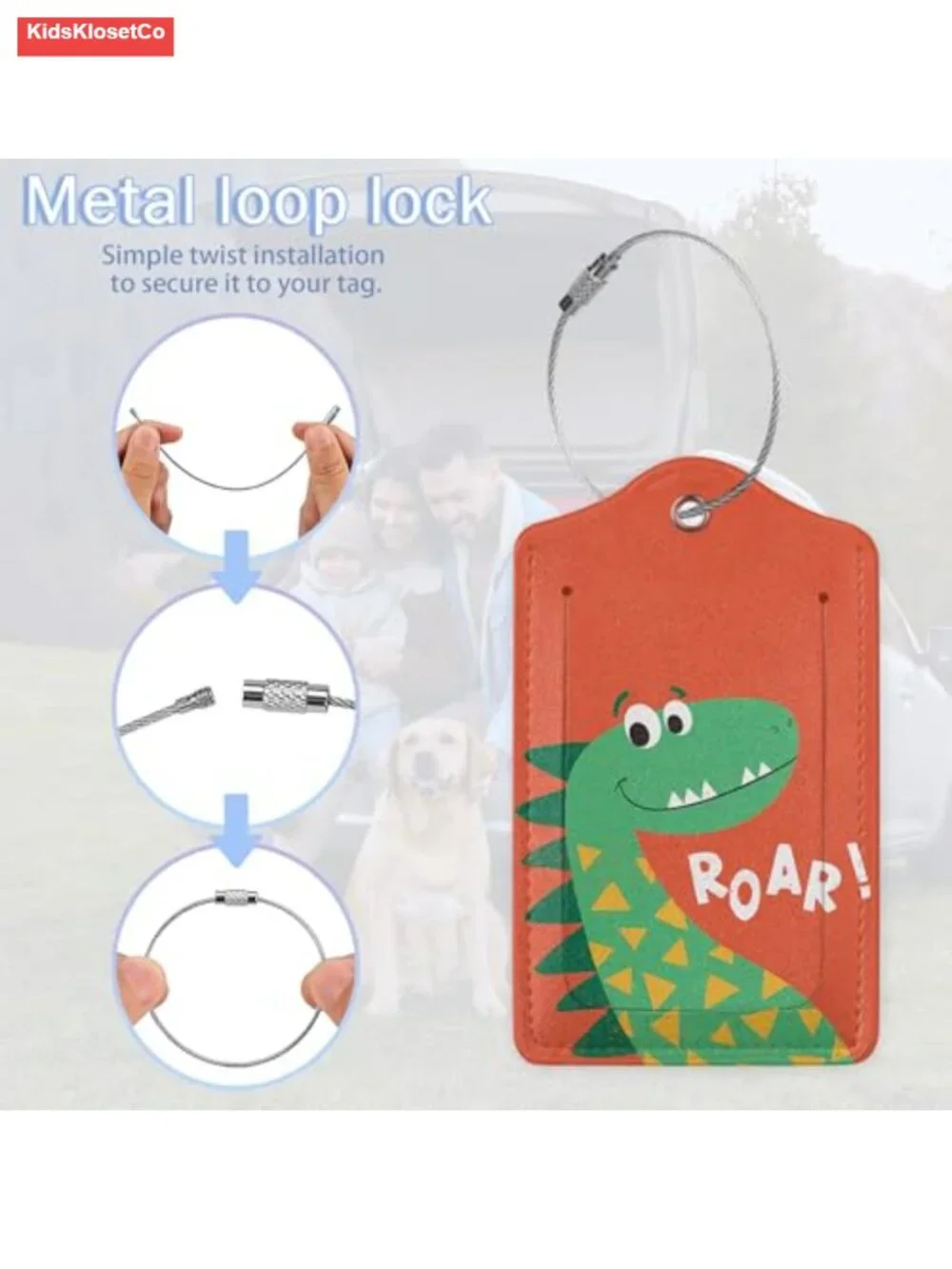 2 Pack Leather Suitcase Tags with Privacy Cover and Steel Loop for Travel